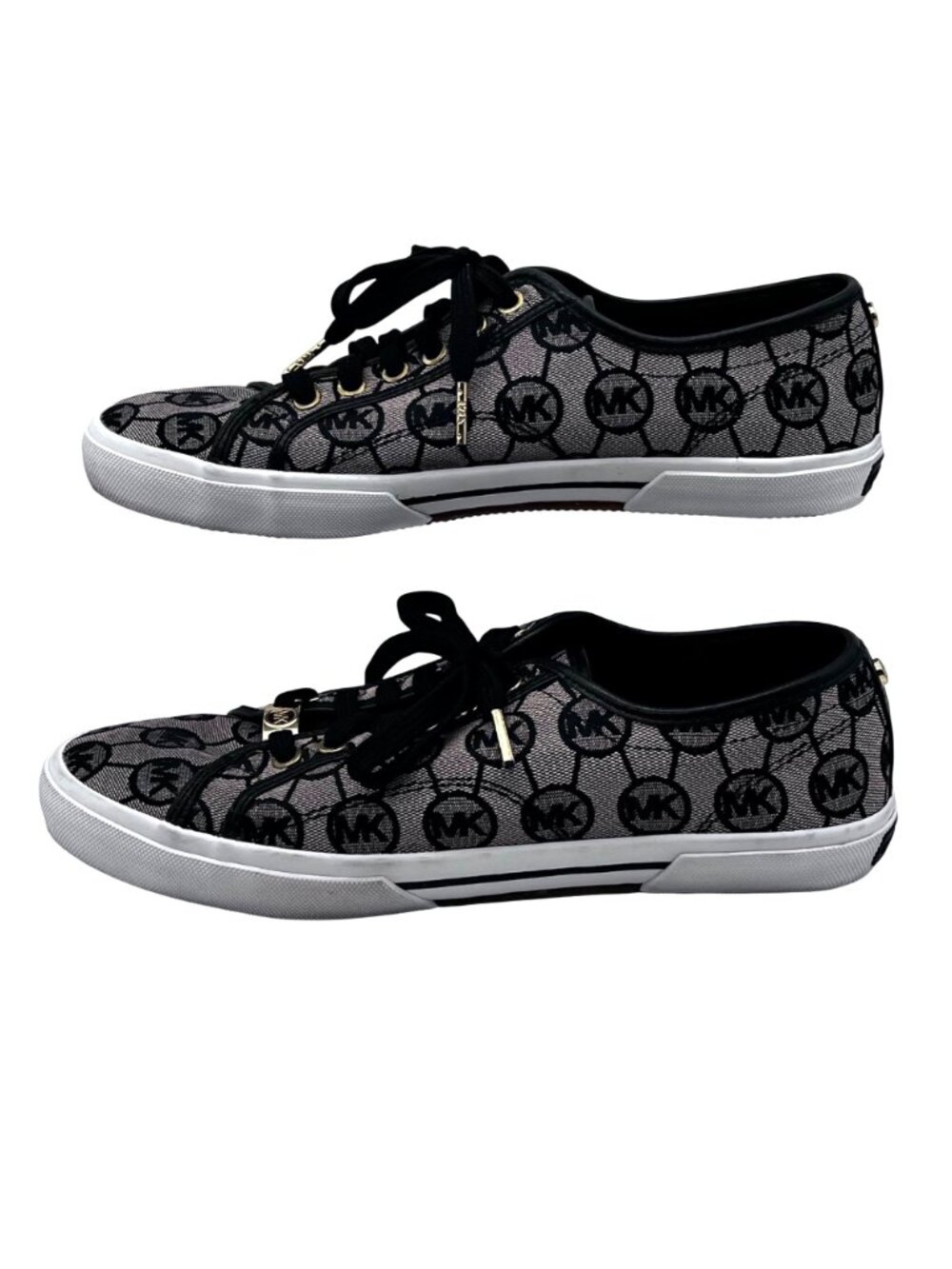 Michael Kors MK Boerum Lace-Up Sneakers Womens Size 10M Black Monogram Jacquard - Picture 7 of 15
